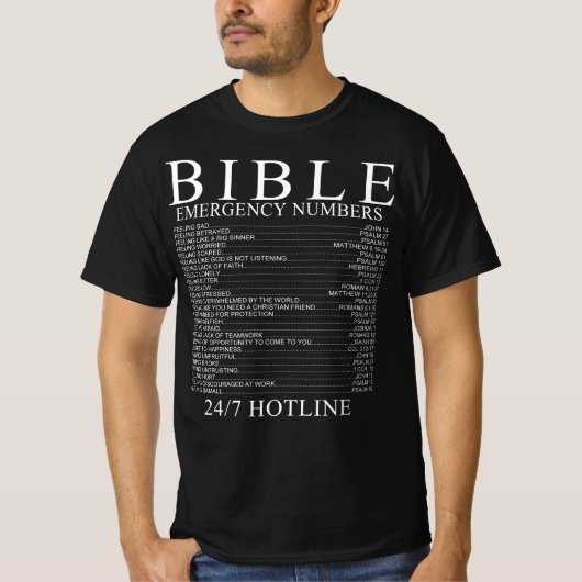 Telefoonnummers van de telefonische hulpdiensten t-shirt (Voorkant)