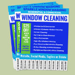Telefoonnummers voor het schoonmaken van vensters flyer<br><div class="desc">Flyer voor het schoonmaken van ramen</div>