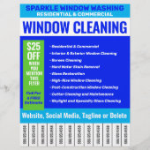 Telefoonnummers voor het schoonmaken van vensters flyer (Voorkant)