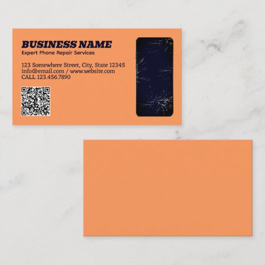 Telefoonreparatie QR Peach Visitekaartje (Voorkant / Achterkant)