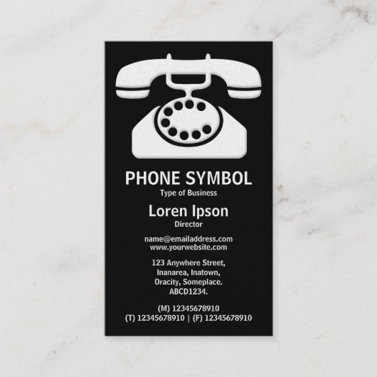 Telefoonsymbool II - Zwart (Platinum) Visitekaartje (Voorkant)