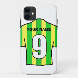 Telefoontas met Club Colors. Groen en geel Shirt iPhone 11 Hoesje