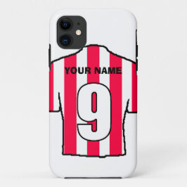 Telefoontas met Club Colors. Rood en wit Shirt iPhone 11 Hoesje