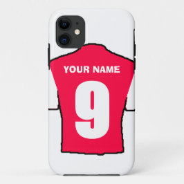 Telefoontas met Club Colors. - Rood en wit Shirt iPhone 11 Hoesje