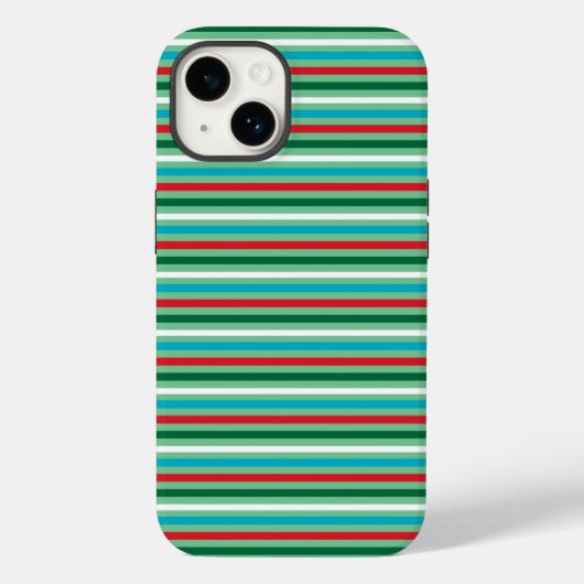 Telefoontas met rode en groene kerststrepen Case-Mate iPhone case (Achterkant)