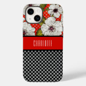 Telefoontas met rode en zwarte bloemen Case-Mate iPhone case (Achterkant)