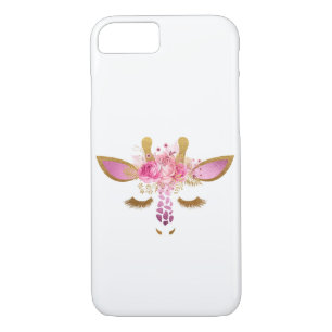 Telefoontas met roze en Gold Giraffe iPhone 8/7 Hoesje