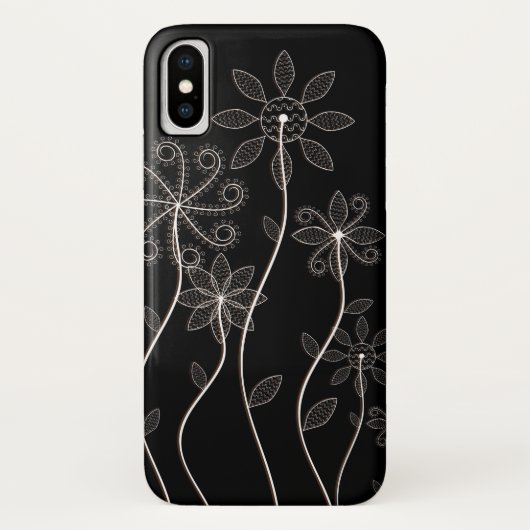 Telefoontas met zwarte en witte bloemen Case-Mate iPhone case (Achterkant)