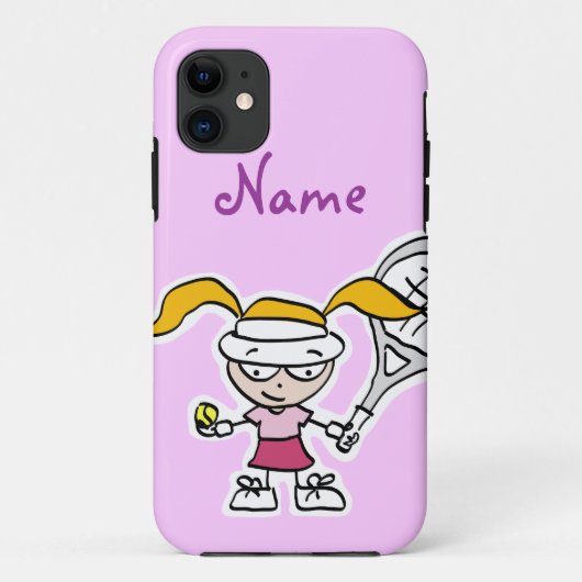 telefoonzaak met tennismeisje cartoon Case-Mate iPhone case (Achterkant)