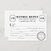 Telegram-antwoordkaart zwart-wit kaart (Voorkant / Achterkant)