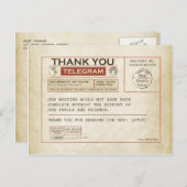 Telegram Bedankt kaarten voor de bruiloft (Voorkant / Achterkant)