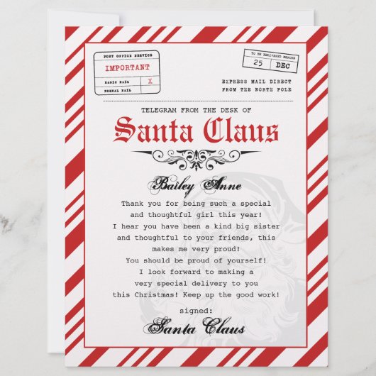 Telegram brief van de Kerstman gepersonaliseerd (Voorkant)