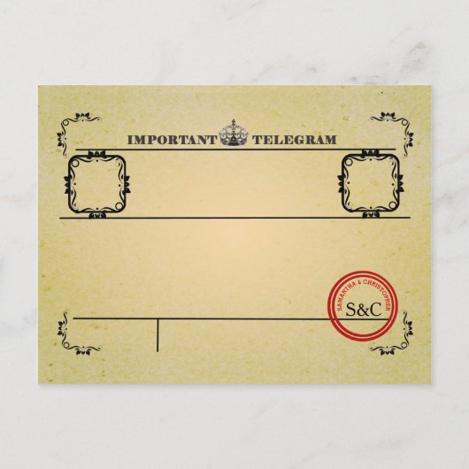  Telegram bruiloft Bewaar de datum Aankondigingskaart (Achterkant)