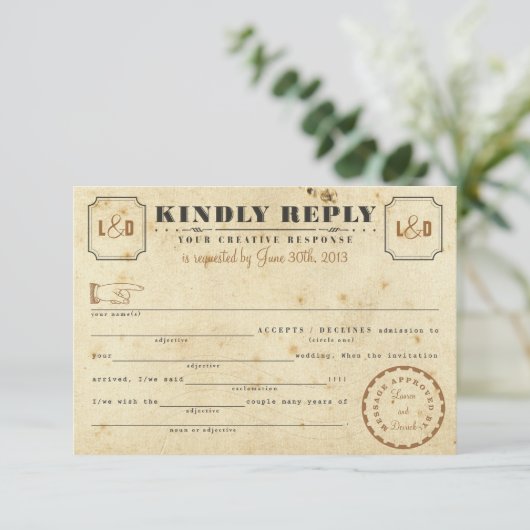  Telegram Libs-responskaart RSVP Kaartje (Staand voorkant)