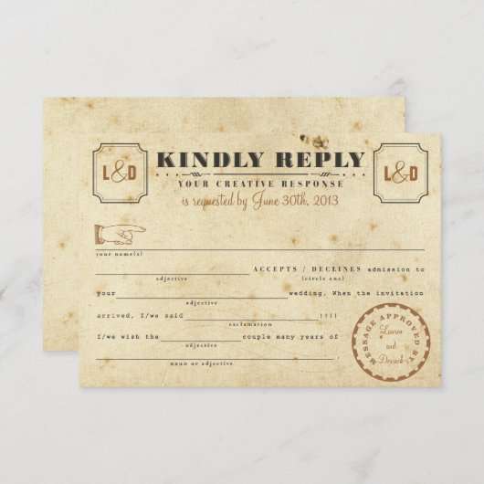  Telegram Libs-responskaart RSVP Kaartje (Voorkant / Achterkant)