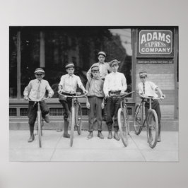 Telegram Messenger Jongens, 1911. Antieke Foto Poster
