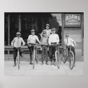 Telegram Messenger Jongens, 1911. Antieke Foto Poster