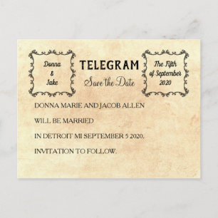 Telegram Save the Date Announcement Briefkaart