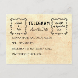 Telegram Save the Date Announcement Briefkaart