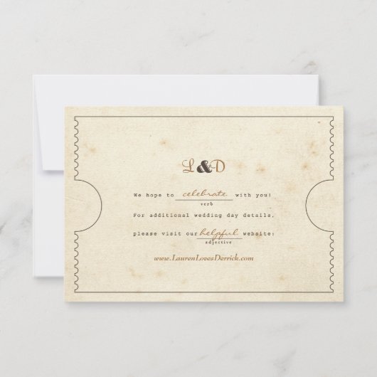 Telegram Ticket Libs Reactiekaart RSVP Kaartje (Achterkant)