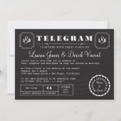 Telegram-uitnodigingskaart in zwart-wit Kaart (Voorkant)