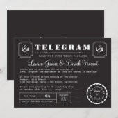 Telegram-uitnodigingskaart in zwart-wit Kaart (Voorkant / Achterkant)