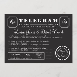  Telegram-uitnodigingskaart in zwart-wit Kaart