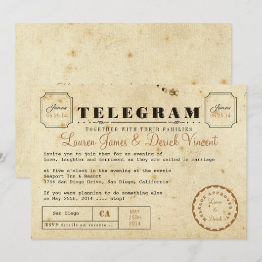  Telegram-uitnodigingskaart Kaart (Voorkant / Achterkant)