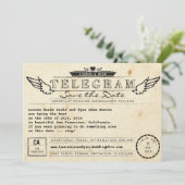 Telegram Vintage Travel Photo Card Save the Date (Staand voorkant)