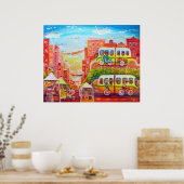 Telegraph Ave Street Scene met bussen Poster (Keuken)