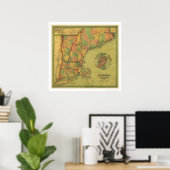 Telegraph Boston Railroad Map 1854 Poster (Thuiskantoor)