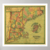 Telegraph Boston Railroad Map 1854 Poster (Voorkant)
