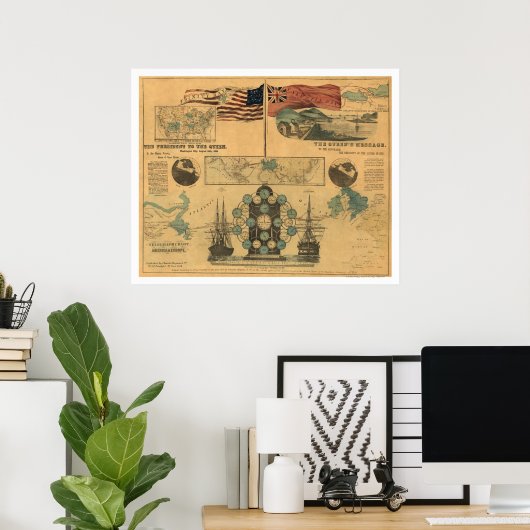 Telegraph Chart Poster 1858 (Thuiskantoor)