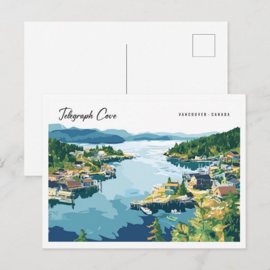 Telegraph Cove Vancouver Canada Illustratie Briefkaart (Voorkant / Achterkant)