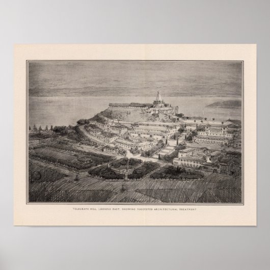 Telegraph Hill stelde een architecturale behandeli Poster (Voorkant)