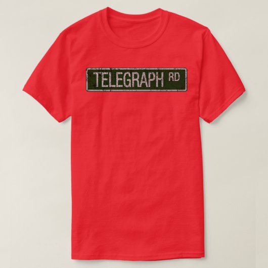 Telegraph Road green and white street sign cracked T-shirt (Design voorkant)