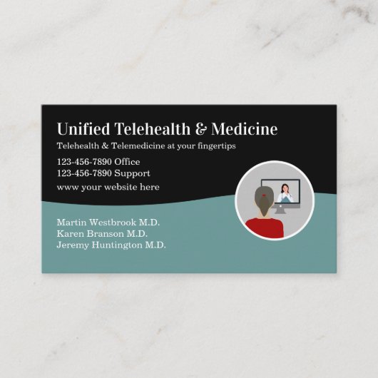 Telehealth Telegeneeskunde Moderne Visitekaartjes (Voorkant)