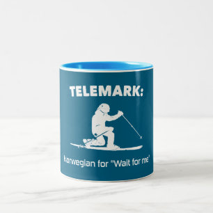 Telemark: Noors voor "Wacht op mij" Tweekleurige Koffiemok