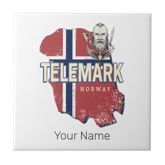 Telemark Noorwegen Provincie Kaart  Souvenir Tegeltje (Voorkant)