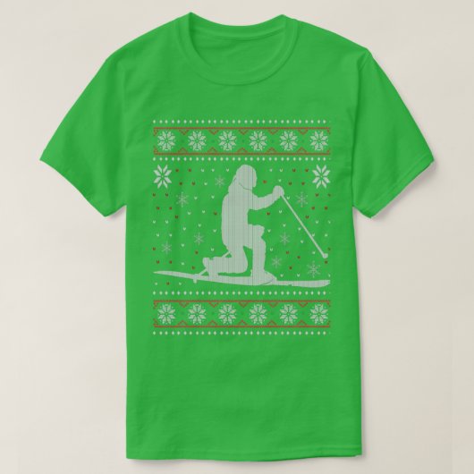Telemark Ski Skiing Ugly KerstSweater Gift T-shirt (Design voorkant)