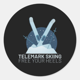 Telemark-skiën, maak je hielen vrij, ski, skiën-li ronde sticker