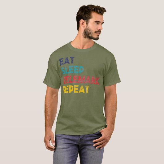 Telemark Skiing Eat Slaap Herhaling Gift voor Tele T-shirt (Voorkant volledig)