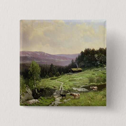 Telemark, Zuid-Noorwegen Vierkante Button 5,1 Cm (Voorkant)