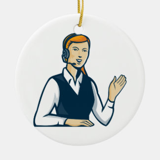Telemarketer Call Centre Operator Retro Keramisch Ornament