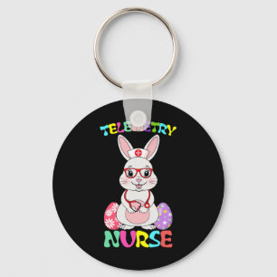 Telemetrie Verpleegster Bunny Pasen Stethoscoop Br Sleutelhanger