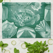  Teleostei schelpen en vissen van Ernst Haeckel Theedoek (Gevouwen)