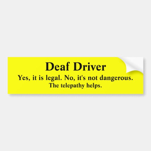 Telepathic Deaf Driver Bumpersticker (Voorkant)