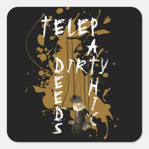 Telepathische Vuile Daden Rock And Roll Mind Games Vierkante Sticker