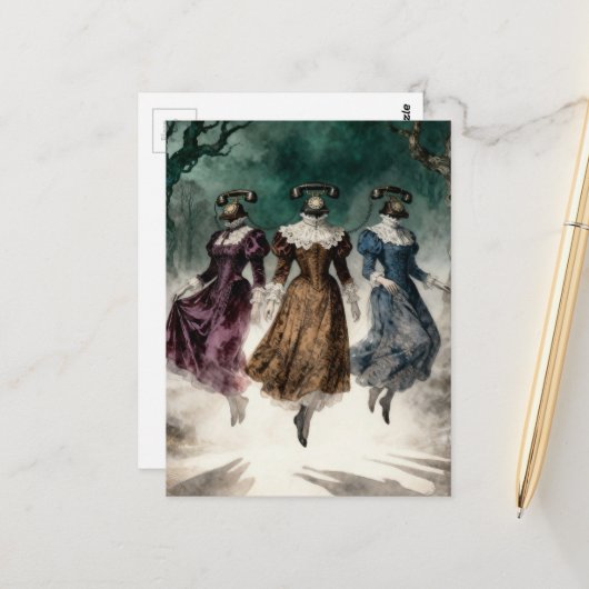 Telephone Ladies Levitating  Briefkaart (Voorkant / Achterkant in situ)