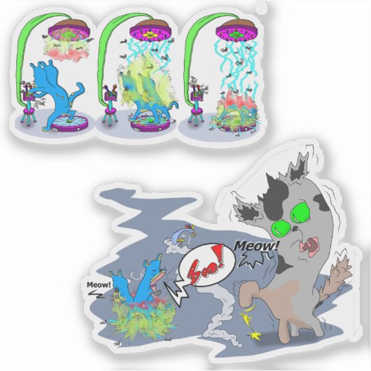 Teleportatie Syfy Space Boo Cat Sticker (Voorkant)